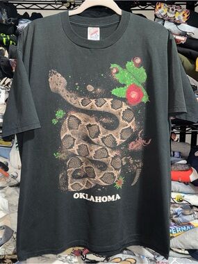 Vintage Oklahoma Rattlesnake Faded Black Shirt Size Xl